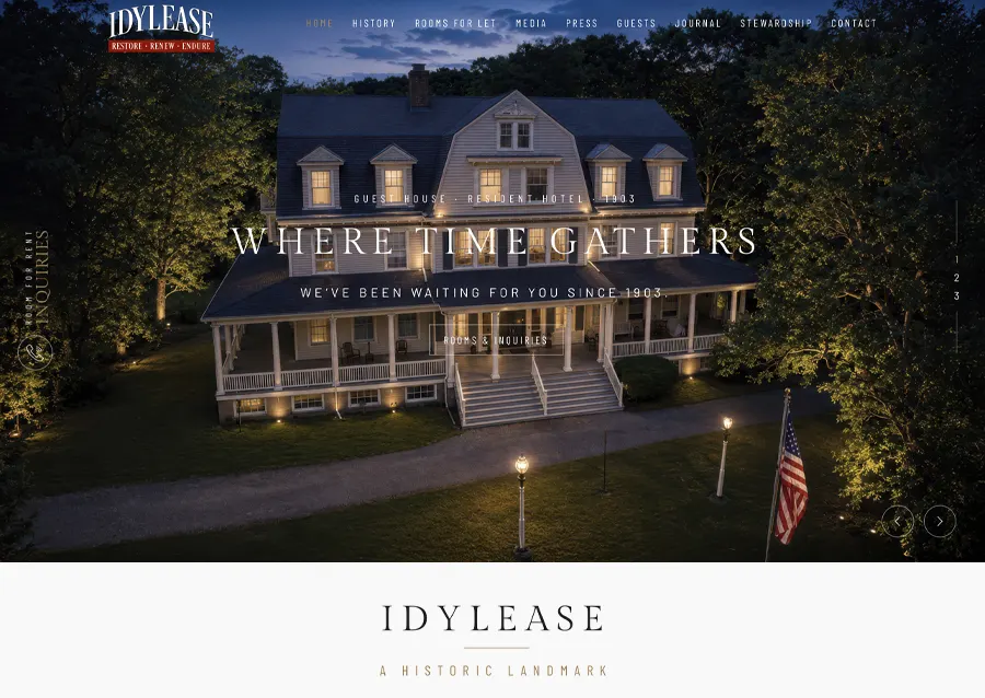 Idylease historic landmark website design