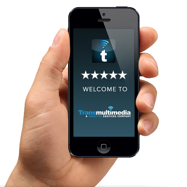 TransMultimedia creative services displayed on a mobile device